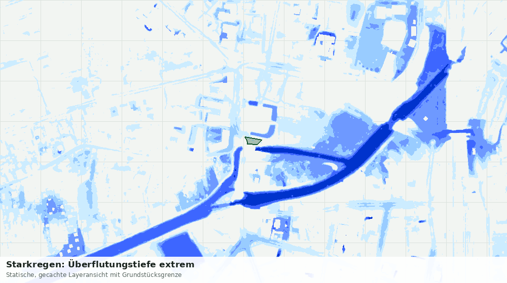 Statische Kartenansicht: Starkregen: Überflutungstiefe extrem