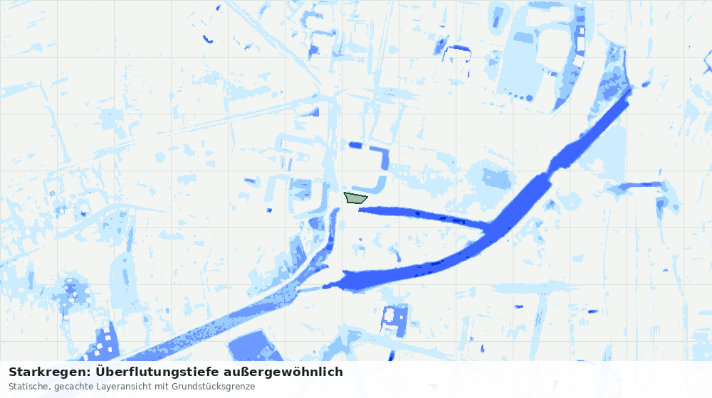 Statische Kartenansicht: Starkregen: Überflutungstiefe außergewöhnlich