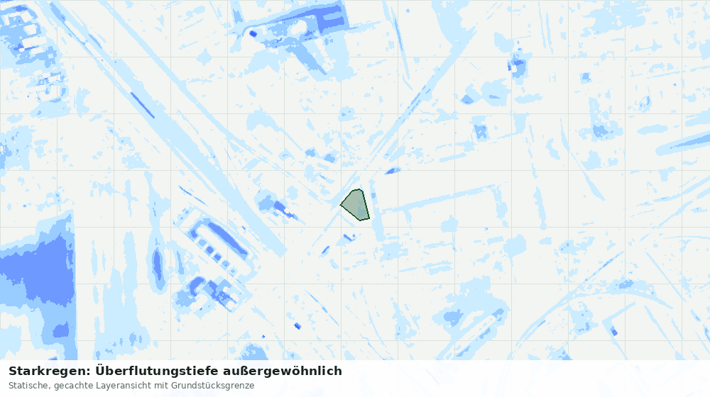 Statische Kartenansicht: Starkregen: Überflutungstiefe außergewöhnlich