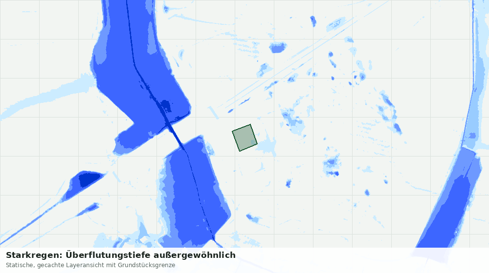 Statische Kartenansicht: Starkregen: Überflutungstiefe außergewöhnlich
