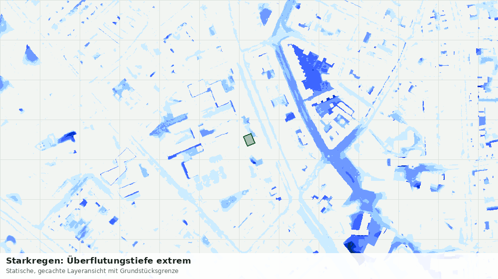 Statische Kartenansicht: Starkregen: Überflutungstiefe extrem