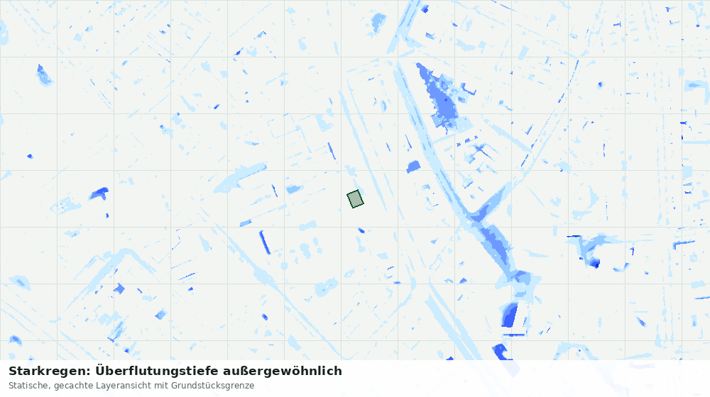 Statische Kartenansicht: Starkregen: Überflutungstiefe außergewöhnlich