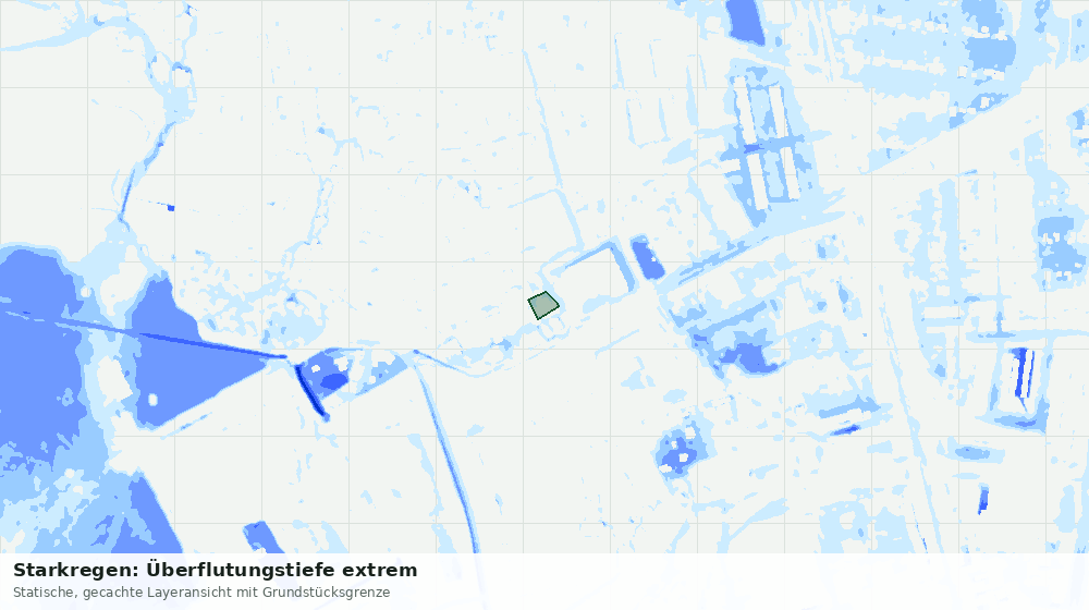 Statische Kartenansicht: Starkregen: Überflutungstiefe extrem