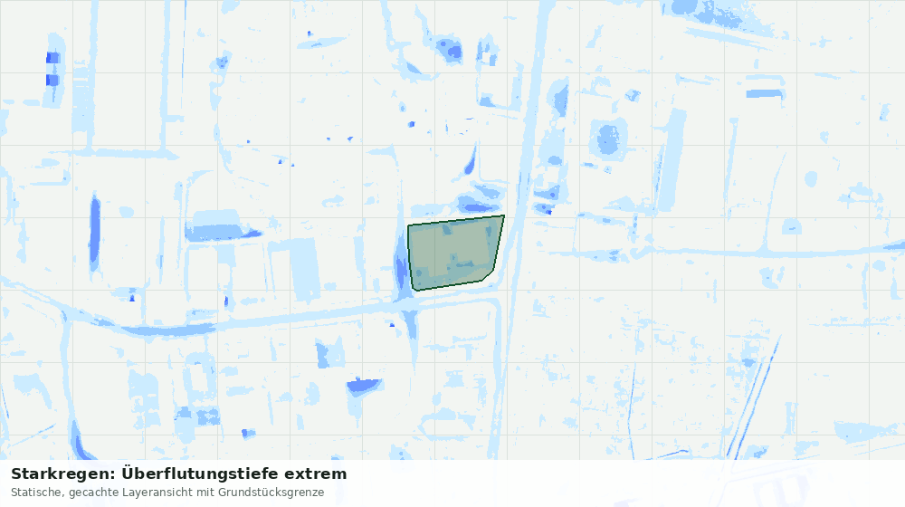 Statische Kartenansicht: Starkregen: Überflutungstiefe extrem