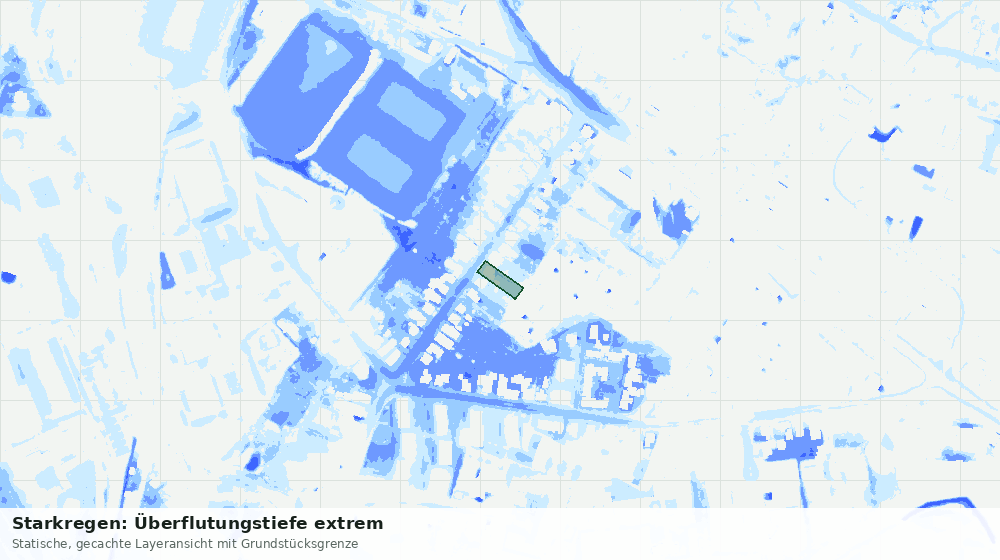 Statische Kartenansicht: Starkregen: Überflutungstiefe extrem
