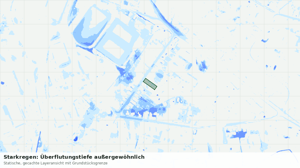 Statische Kartenansicht: Starkregen: Überflutungstiefe außergewöhnlich