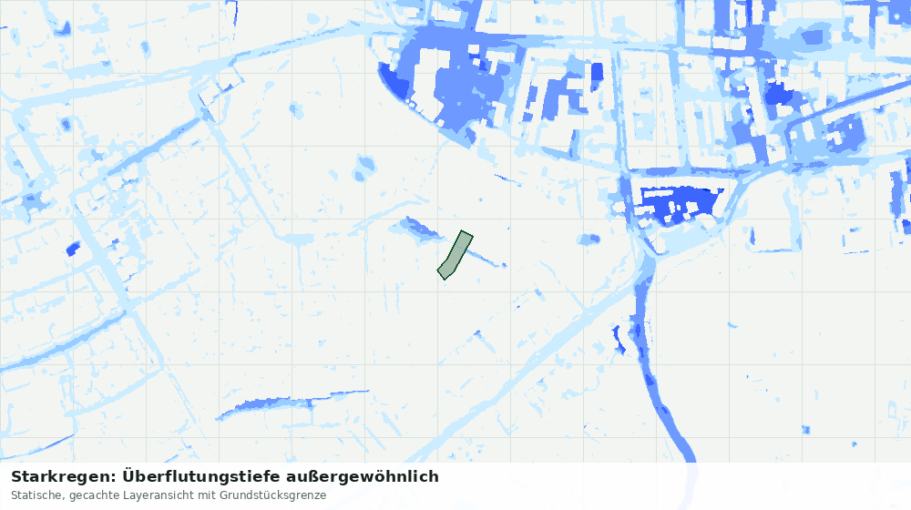 Statische Kartenansicht: Starkregen: Überflutungstiefe außergewöhnlich