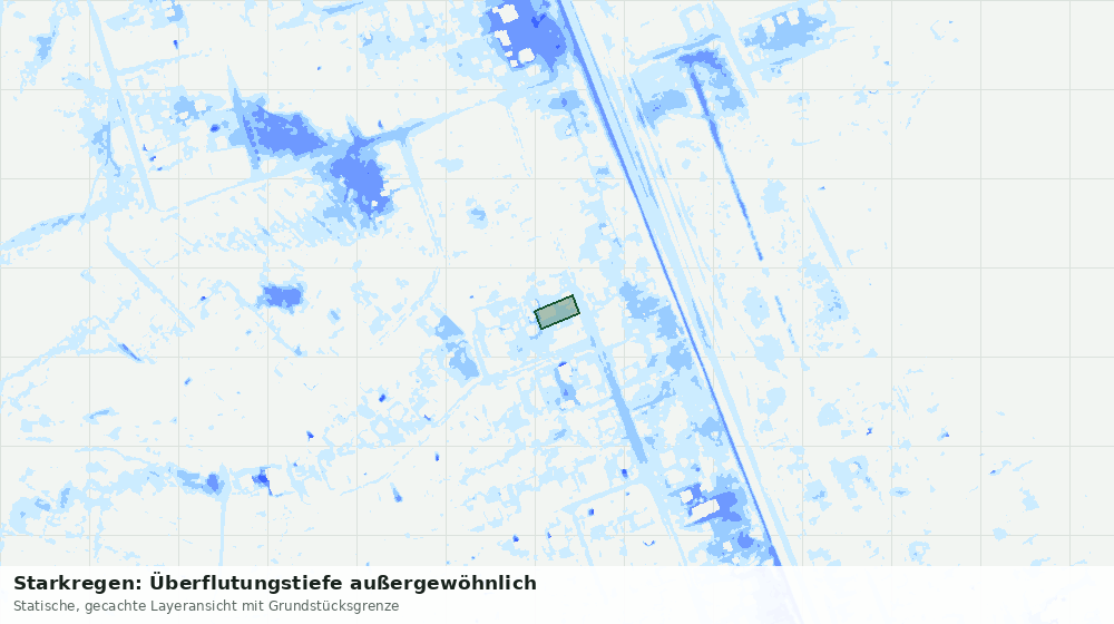 Statische Kartenansicht: Starkregen: Überflutungstiefe außergewöhnlich