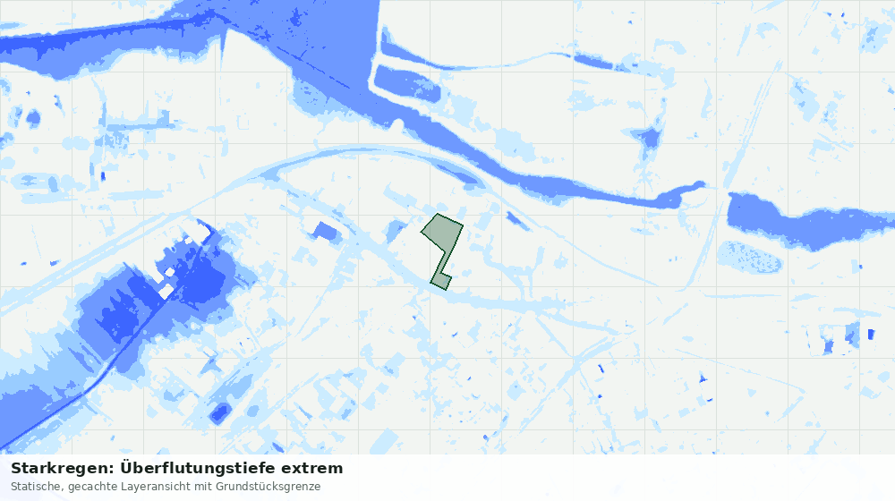 Statische Kartenansicht: Starkregen: Überflutungstiefe extrem