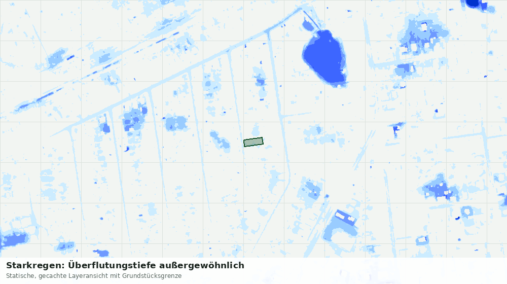 Statische Kartenansicht: Starkregen: Überflutungstiefe außergewöhnlich