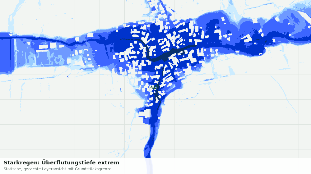 Statische Kartenansicht: Starkregen: Überflutungstiefe extrem