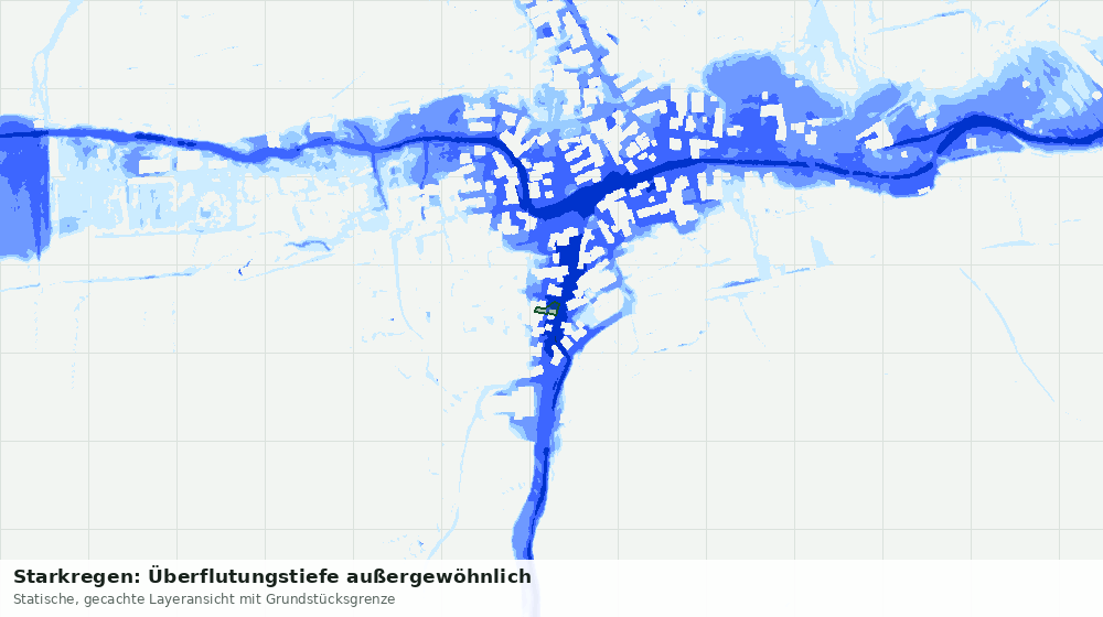 Statische Kartenansicht: Starkregen: Überflutungstiefe außergewöhnlich