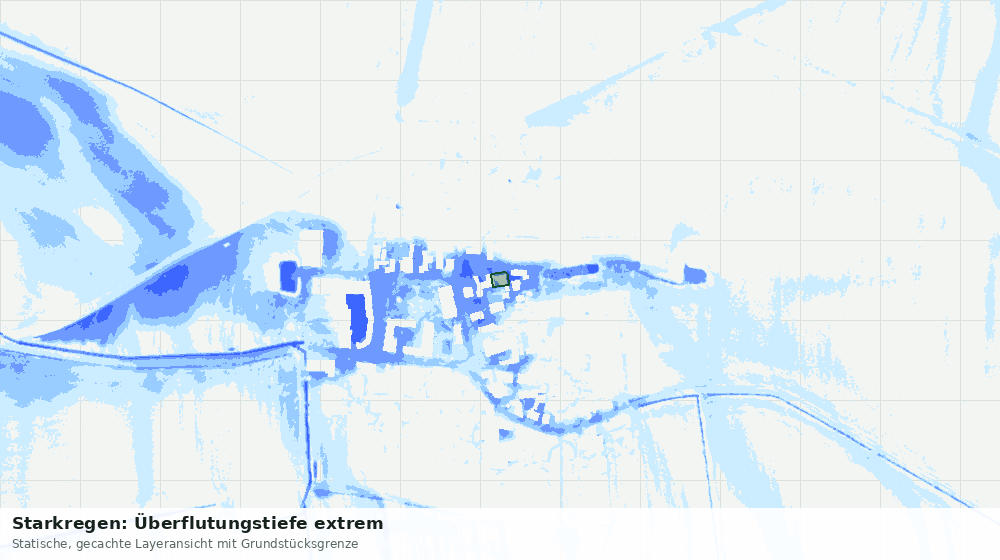 Statische Kartenansicht: Starkregen: Überflutungstiefe extrem