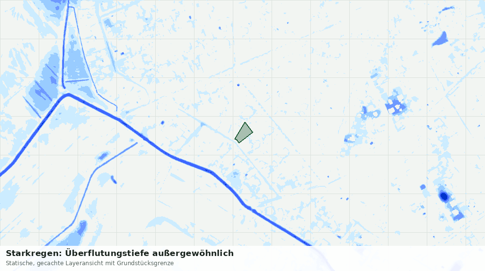 Statische Kartenansicht: Starkregen: Überflutungstiefe außergewöhnlich