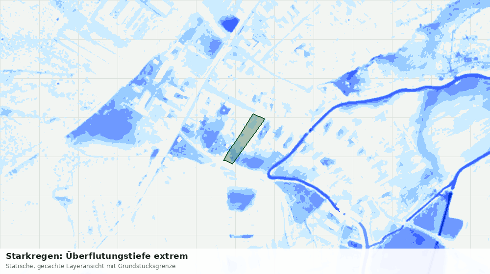 Statische Kartenansicht: Starkregen: Überflutungstiefe extrem