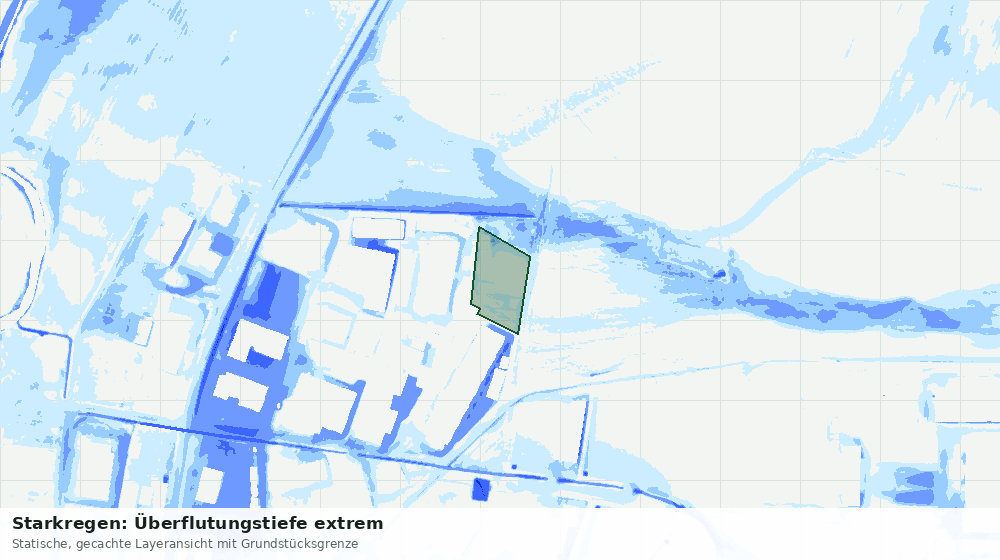 Statische Kartenansicht: Starkregen: Überflutungstiefe extrem