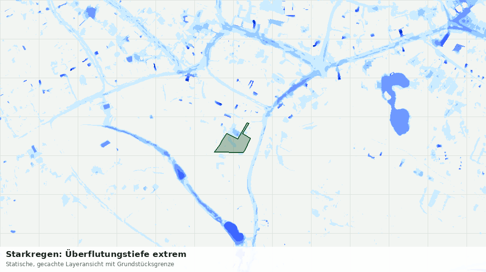 Statische Kartenansicht: Starkregen: Überflutungstiefe extrem