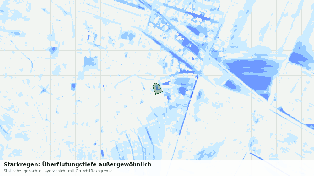 Statische Kartenansicht: Starkregen: Überflutungstiefe außergewöhnlich