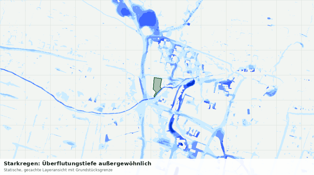 Statische Kartenansicht: Starkregen: Überflutungstiefe außergewöhnlich