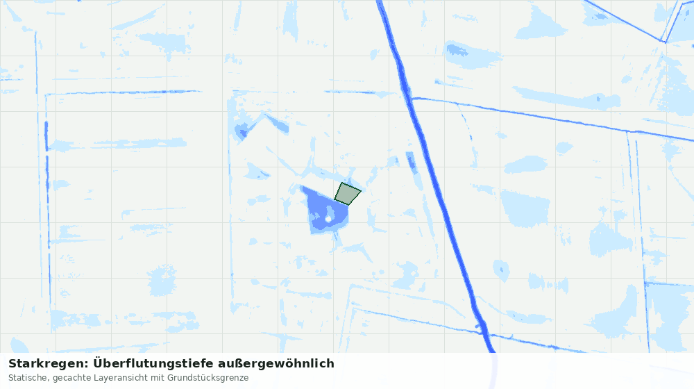 Statische Kartenansicht: Starkregen: Überflutungstiefe außergewöhnlich