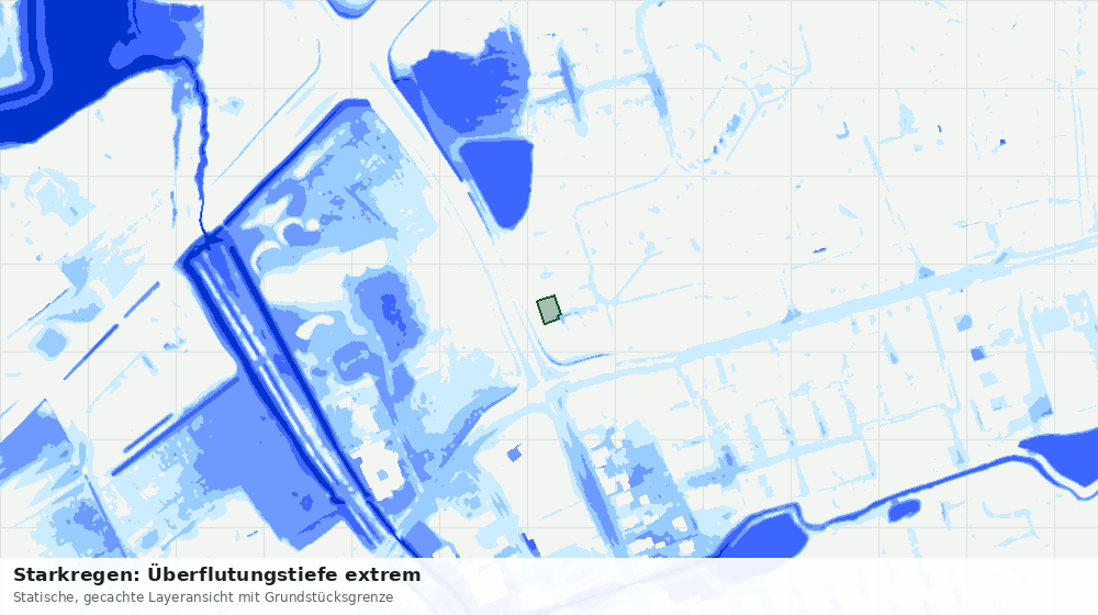Statische Kartenansicht: Starkregen: Überflutungstiefe extrem