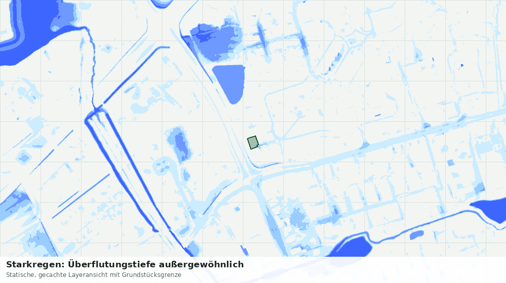 Statische Kartenansicht: Starkregen: Überflutungstiefe außergewöhnlich