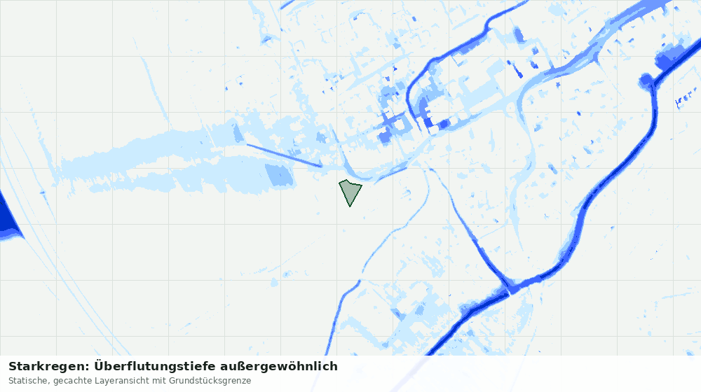 Statische Kartenansicht: Starkregen: Überflutungstiefe außergewöhnlich