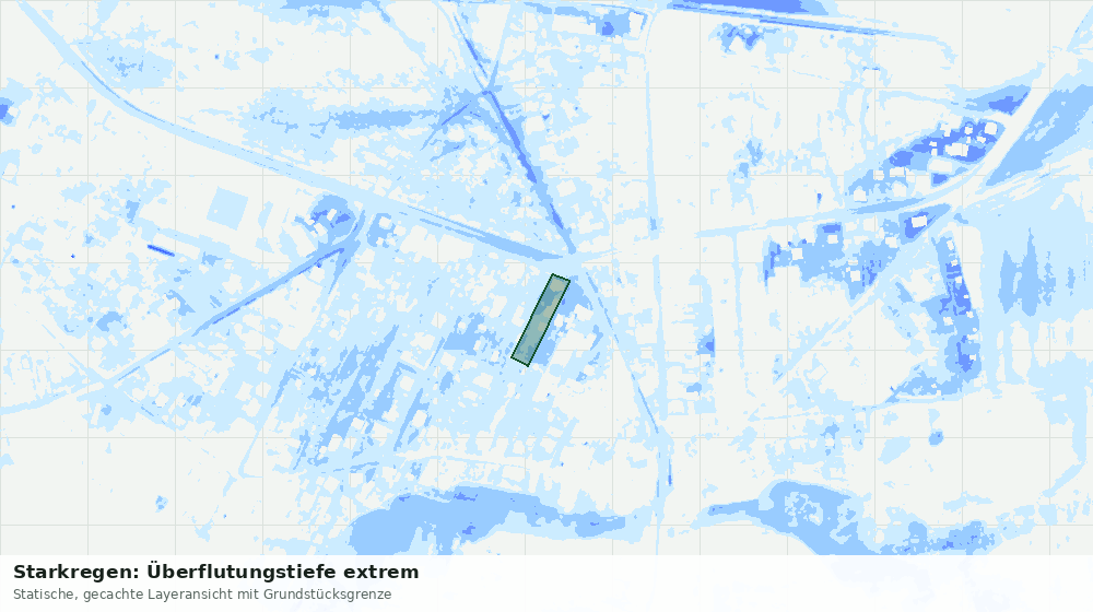 Statische Kartenansicht: Starkregen: Überflutungstiefe extrem