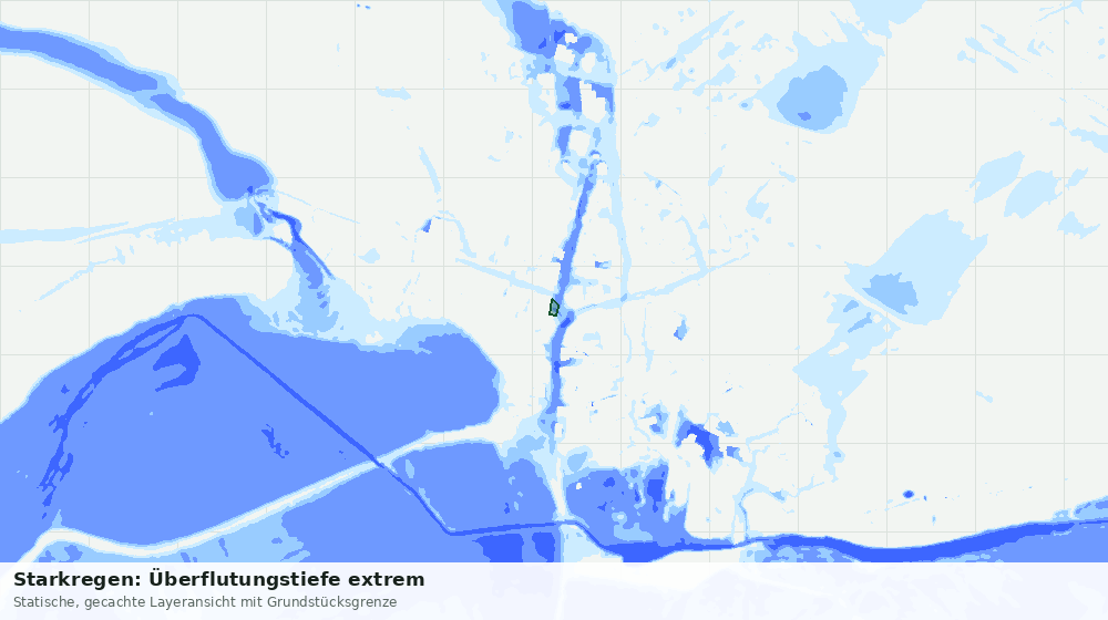 Statische Kartenansicht: Starkregen: Überflutungstiefe extrem