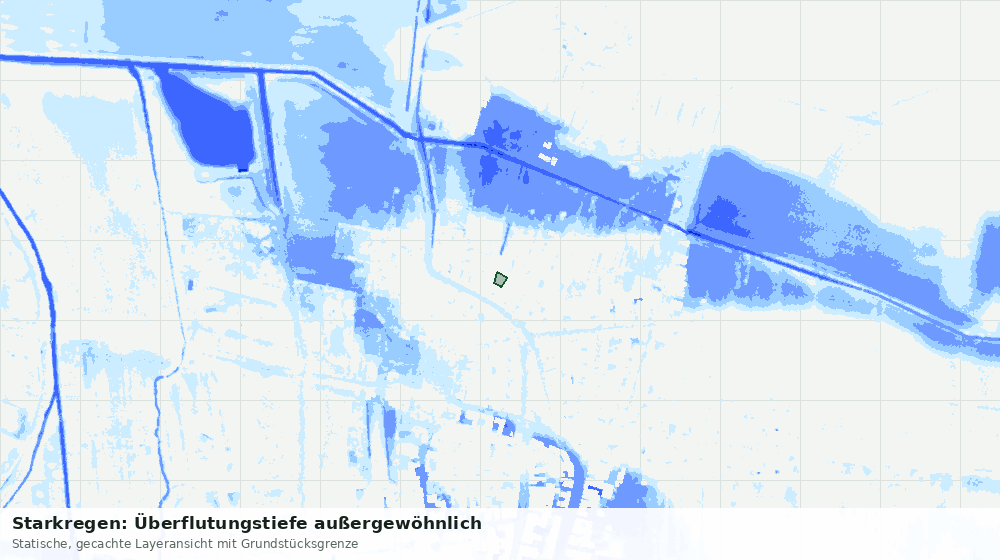 Statische Kartenansicht: Starkregen: Überflutungstiefe außergewöhnlich