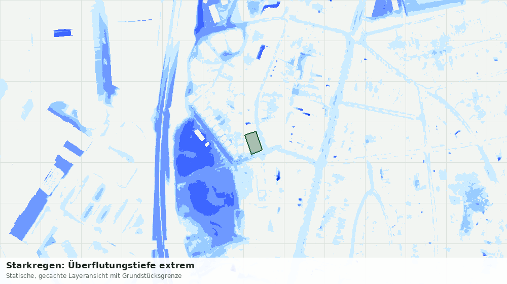 Statische Kartenansicht: Starkregen: Überflutungstiefe extrem