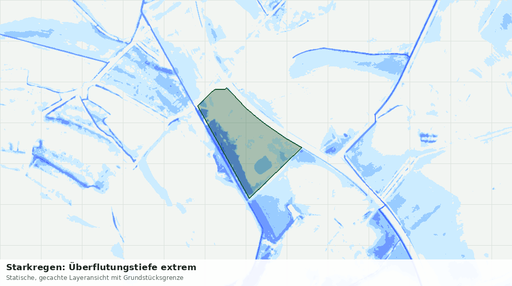 Statische Kartenansicht: Starkregen: Überflutungstiefe extrem