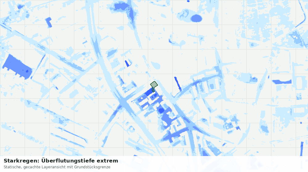 Statische Kartenansicht: Starkregen: Überflutungstiefe extrem