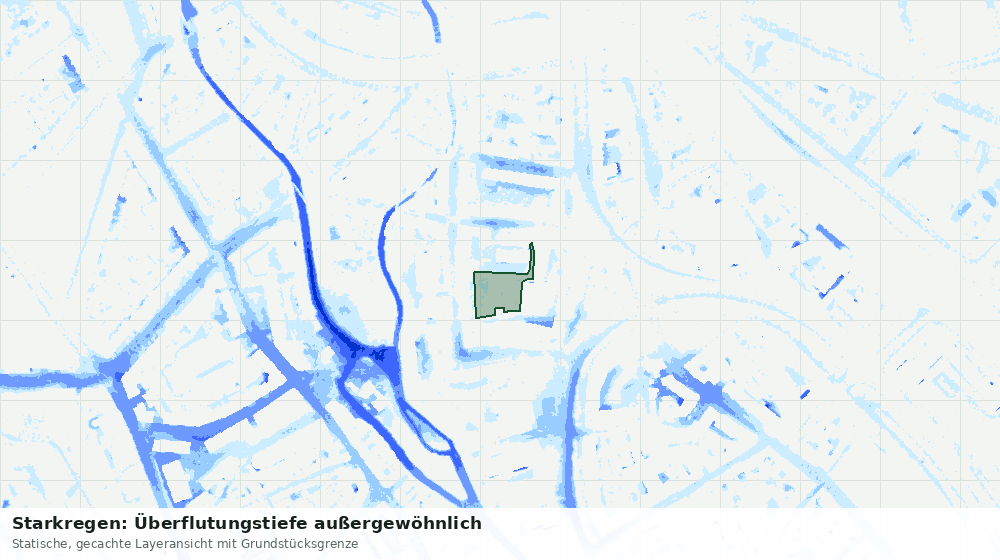 Statische Kartenansicht: Starkregen: Überflutungstiefe außergewöhnlich