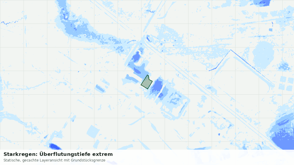 Statische Kartenansicht: Starkregen: Überflutungstiefe extrem