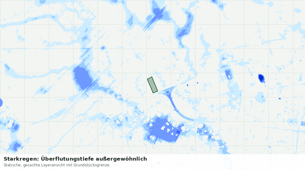 Statische Kartenansicht: Starkregen: Überflutungstiefe außergewöhnlich