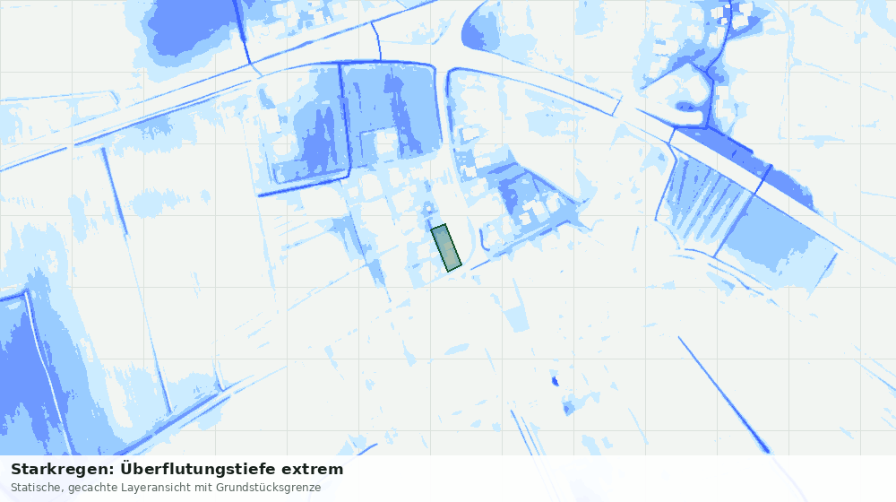 Statische Kartenansicht: Starkregen: Überflutungstiefe extrem
