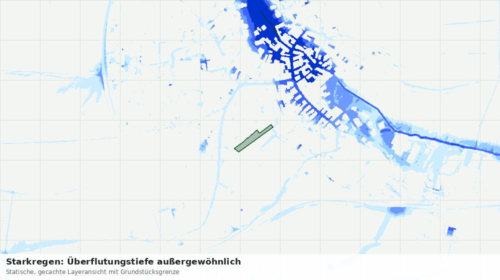 Statische Kartenansicht: Starkregen: Überflutungstiefe außergewöhnlich