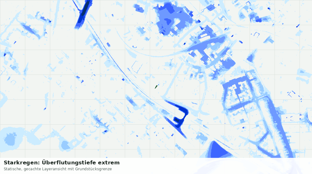 Statische Kartenansicht: Starkregen: Überflutungstiefe extrem