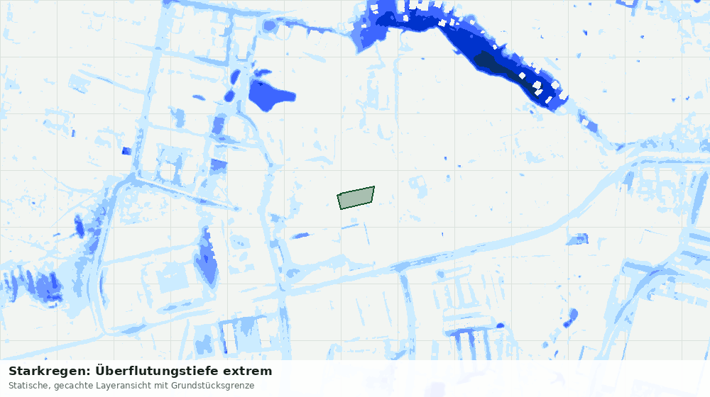 Statische Kartenansicht: Starkregen: Überflutungstiefe extrem