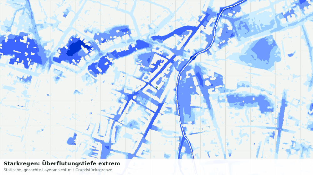 Statische Kartenansicht: Starkregen: Überflutungstiefe extrem