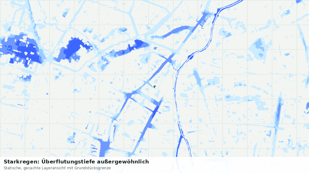 Statische Kartenansicht: Starkregen: Überflutungstiefe außergewöhnlich