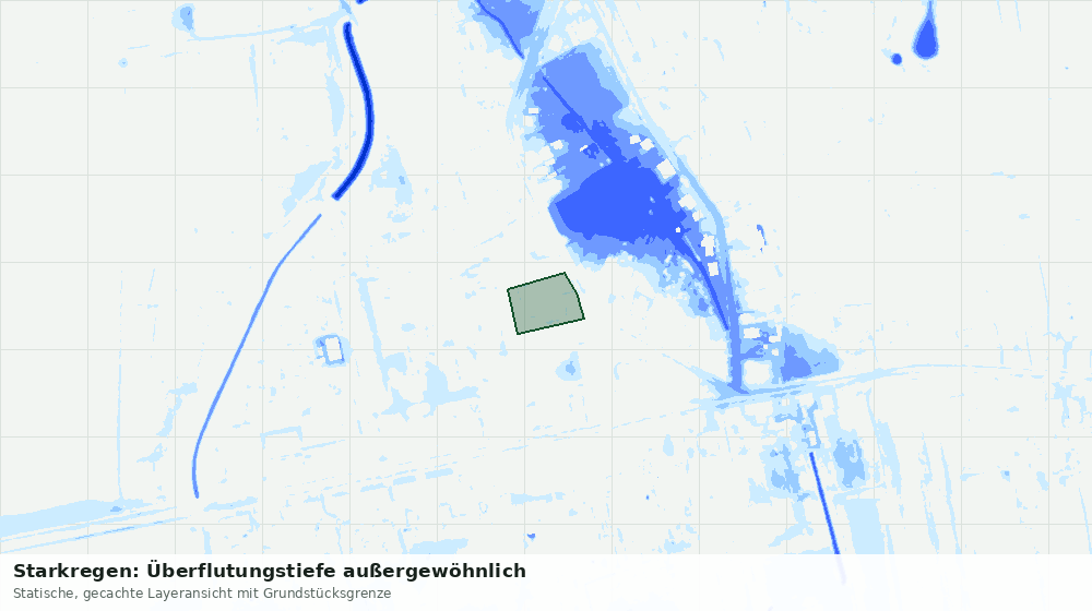 Statische Kartenansicht: Starkregen: Überflutungstiefe außergewöhnlich