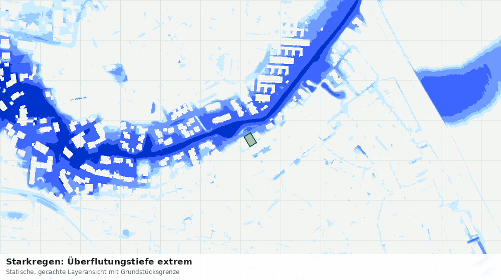 Statische Kartenansicht: Starkregen: Überflutungstiefe extrem