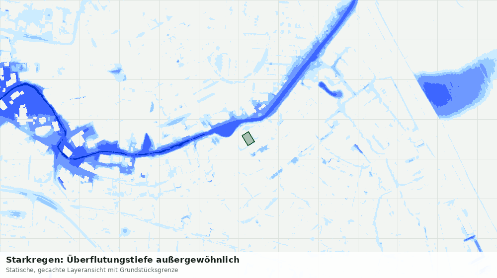 Statische Kartenansicht: Starkregen: Überflutungstiefe außergewöhnlich