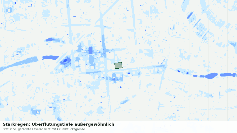 Statische Kartenansicht: Starkregen: Überflutungstiefe außergewöhnlich
