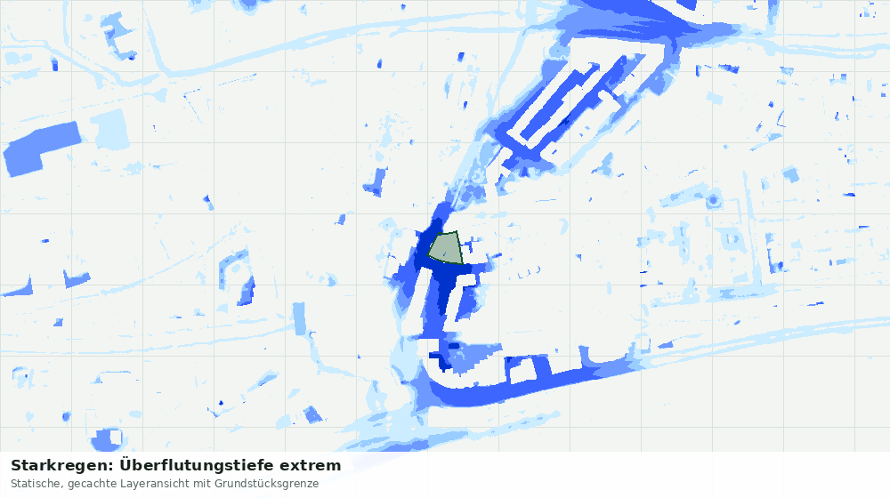 Statische Kartenansicht: Starkregen: Überflutungstiefe extrem