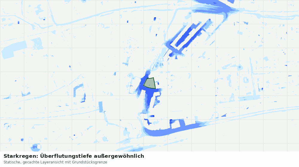 Statische Kartenansicht: Starkregen: Überflutungstiefe außergewöhnlich
