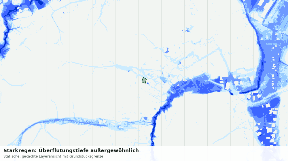 Statische Kartenansicht: Starkregen: Überflutungstiefe außergewöhnlich