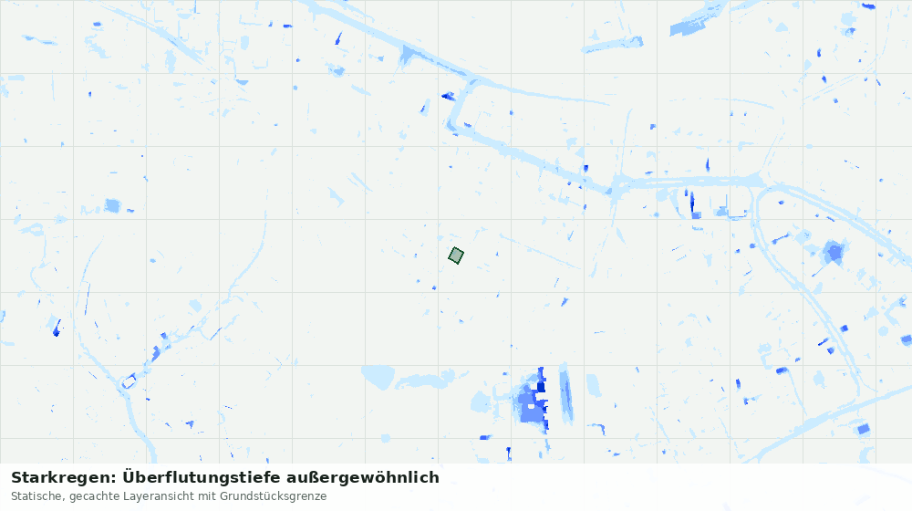 Statische Kartenansicht: Starkregen: Überflutungstiefe außergewöhnlich